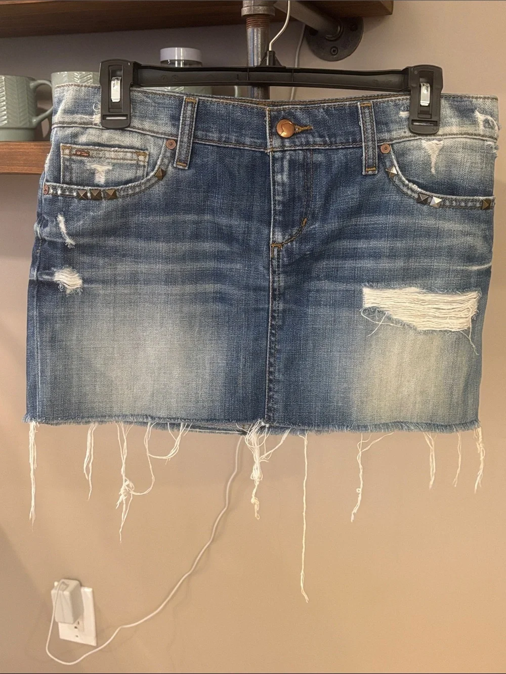 Joe's Jeans Studded Distressed Denim Mini Skirt | Size 27 | Y2K